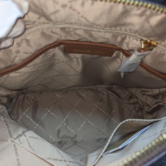 MICHAEL Michael Kors | Cindy Signature Logo Tan Leather Backpack - Picture 4 of 5